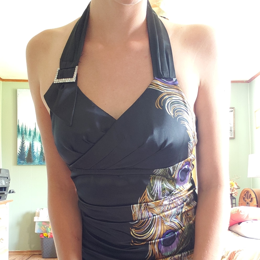 Le Chateau Peacock Black dress